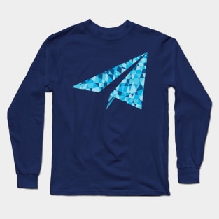 Geometric Minimal LowPoly Art Airplane Long Sleeve T-Shirt